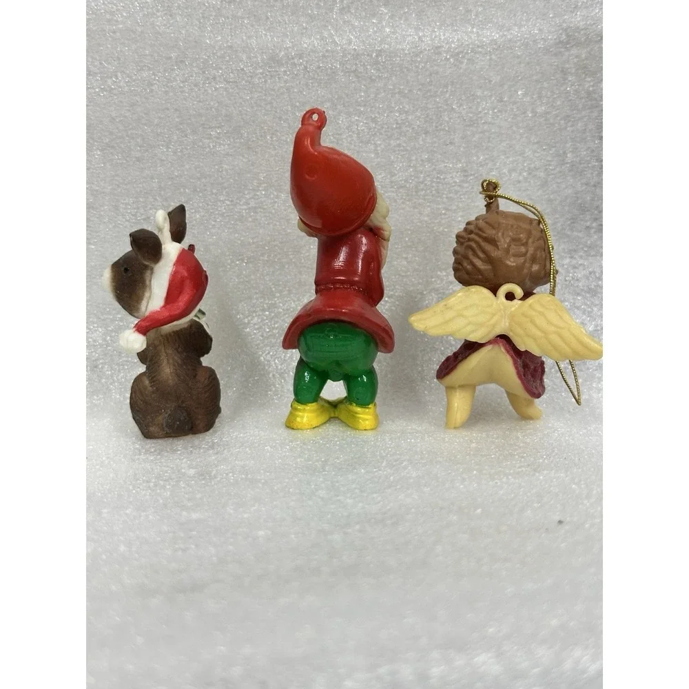 Christmas Vintage Ornaments Lot Of 3 Mouse‎ Gnome And Angel Old And Collectible